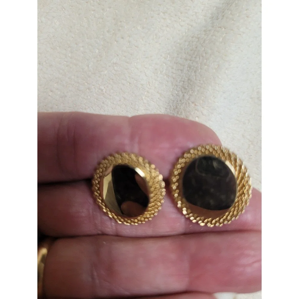 Anson Vintage Gold Tone Round Rope Border Toggle Back‎ Cufflinks Mens Jewelry